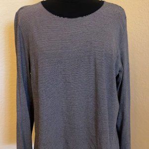 Loft  Navy and White Striped Long Sleeve T Shirt Sz XL